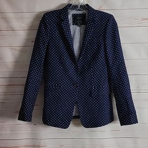 J. Crew Blue Polka Dot Regent Blazer Linen Fitted Classic Size 00